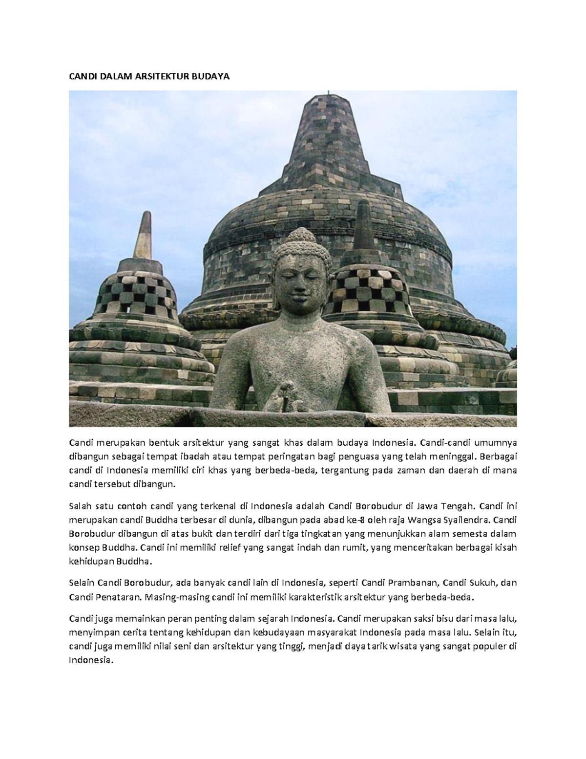 Candi Dalam Arsitektur Budaya - CANDI DALAM ARSITEKTUR BUDAYA Candi