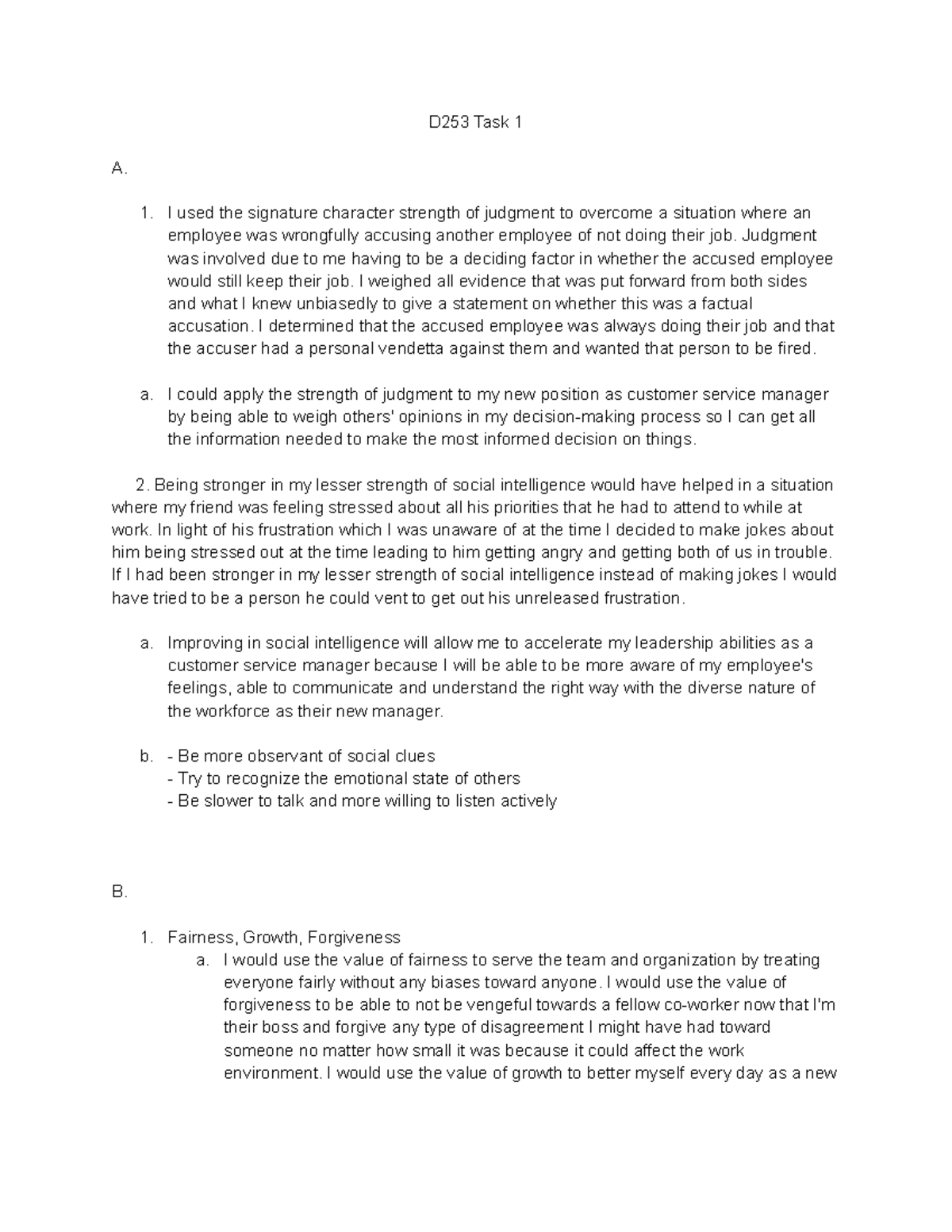 D253 Task 1 - Task 1 - D253 Task 1 A. I used the signature character ...