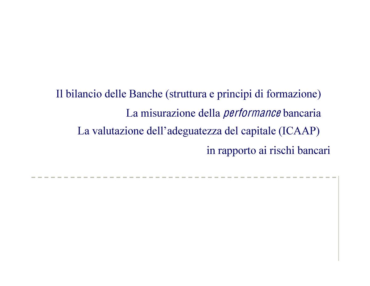 Bilancio Bancario Appunti Il Bilancio Delle Banche Struttura E Principi Di Formazione La 1060