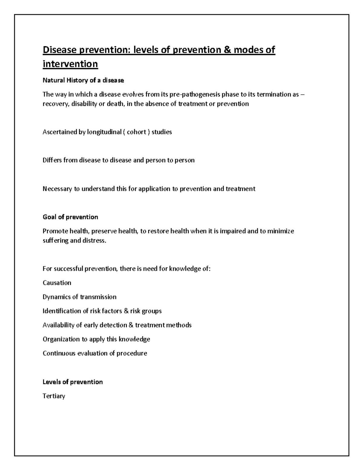 Levels Of Prevention - These Are Lecture Notes - Disease Prevention ...