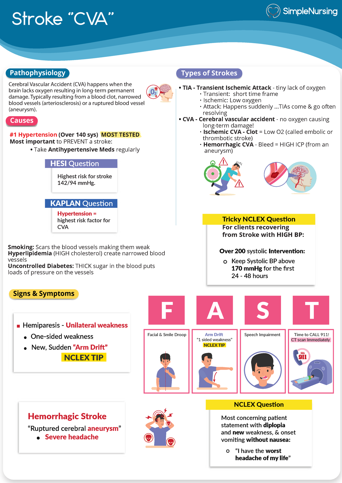 7. Stroke 1 - study guide - Stroke ‘’CVA’’ Types of Strokes Cerebral ...