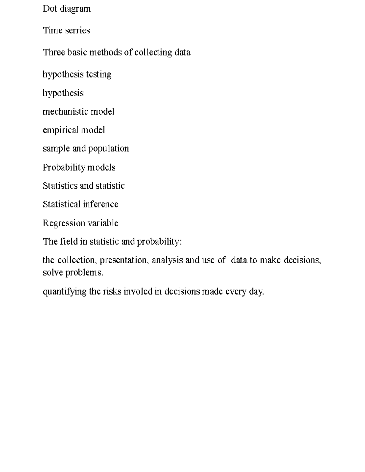 Review PS 132124fdaf Dot diagram Time serries Three basic methods