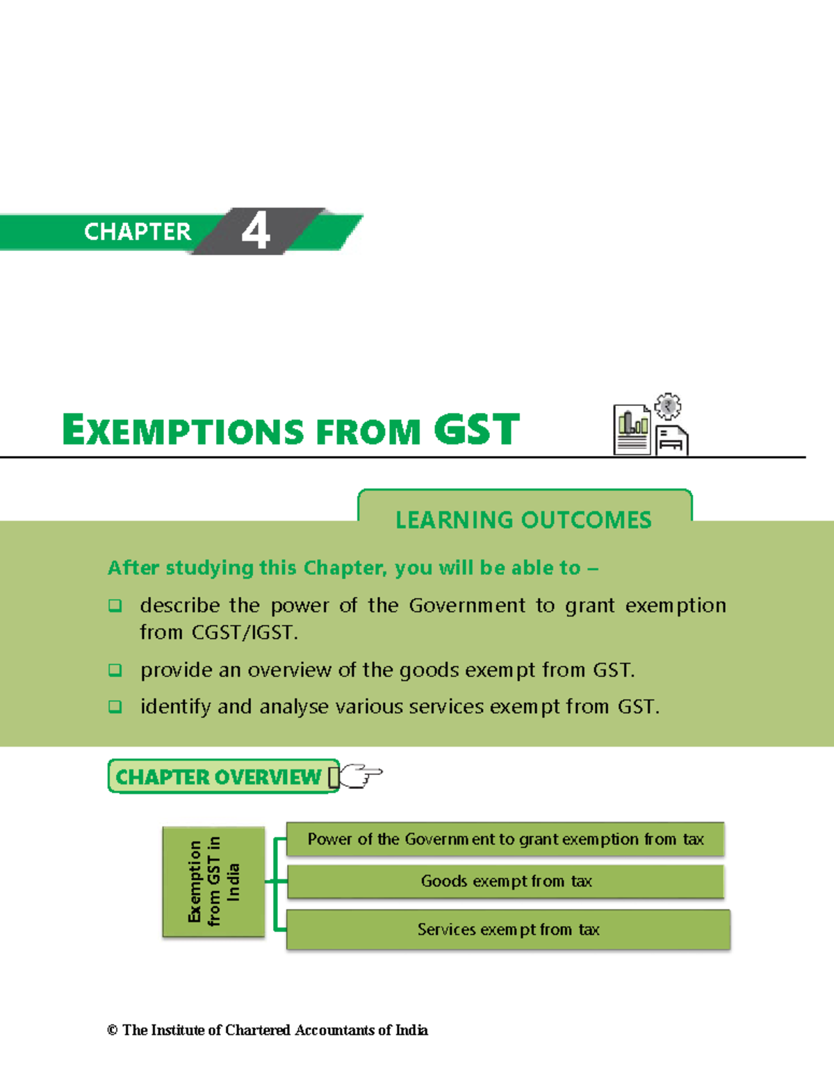 Chapter 4 - Exemptions From GST - LEARNING OUTCOMES CHPTER EXEMPTIONS ...
