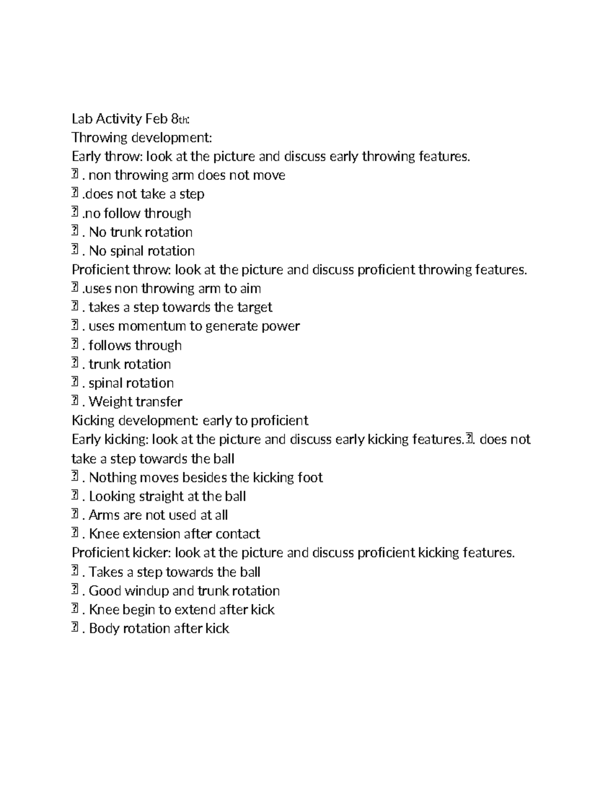 Lab 8 First Lab Lab Activity Feb 8th Throwing development Early