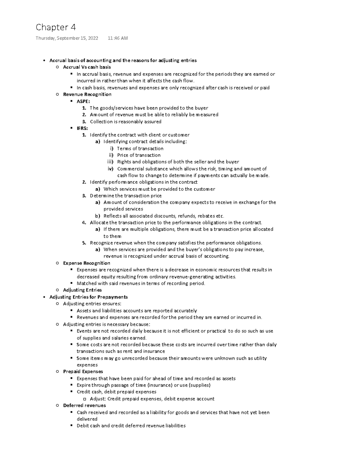 Mos 1023 notes - Accrual basis of accounting and the reasons for ...