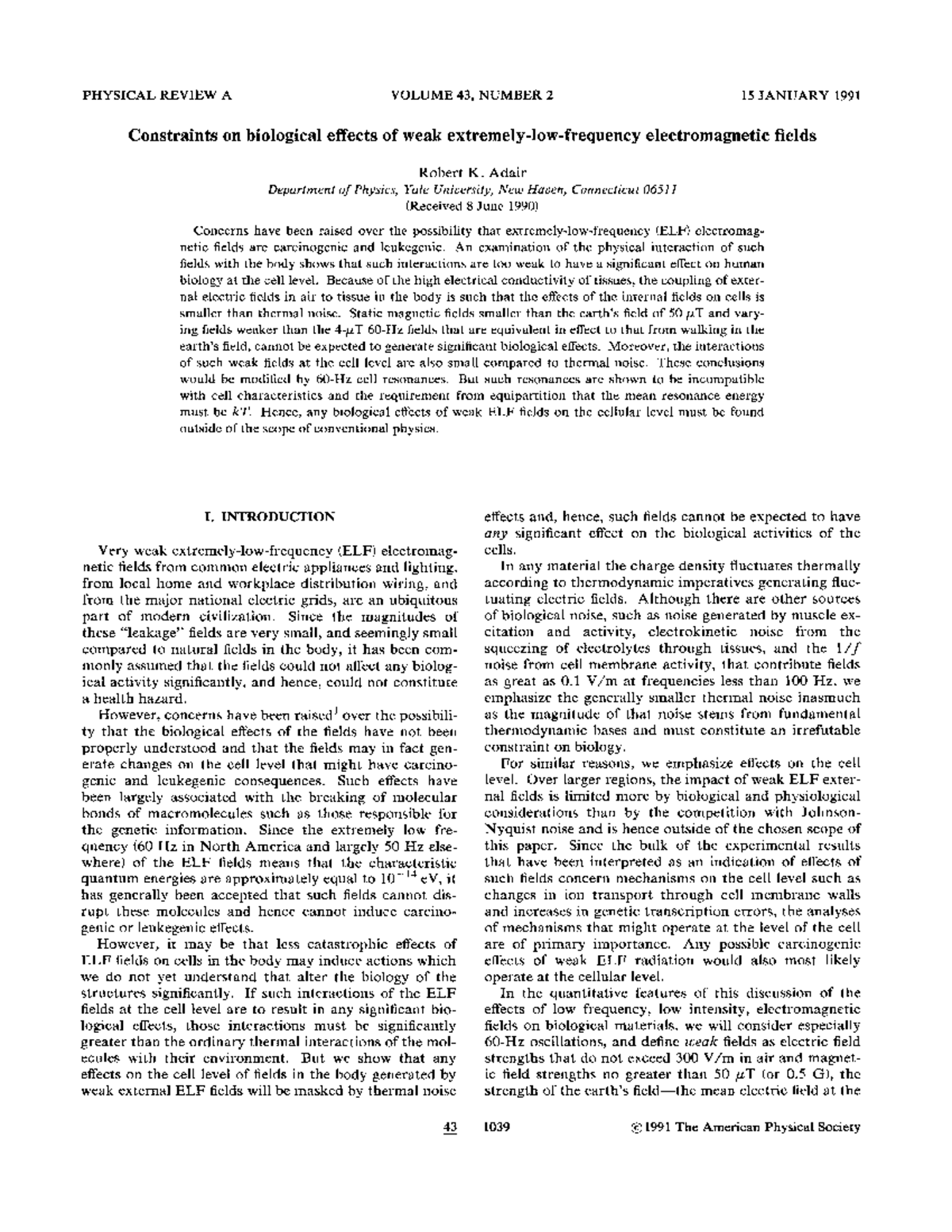 5 Phys Rev A Low Frequency EMWaves - PHYSICALREVIEWA VOLUME43,NUMBER 2 ...