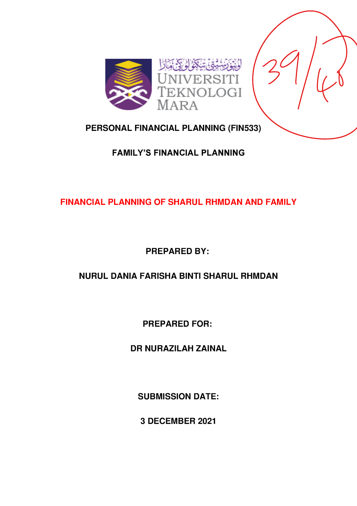 fin533 group assignment retirement planning