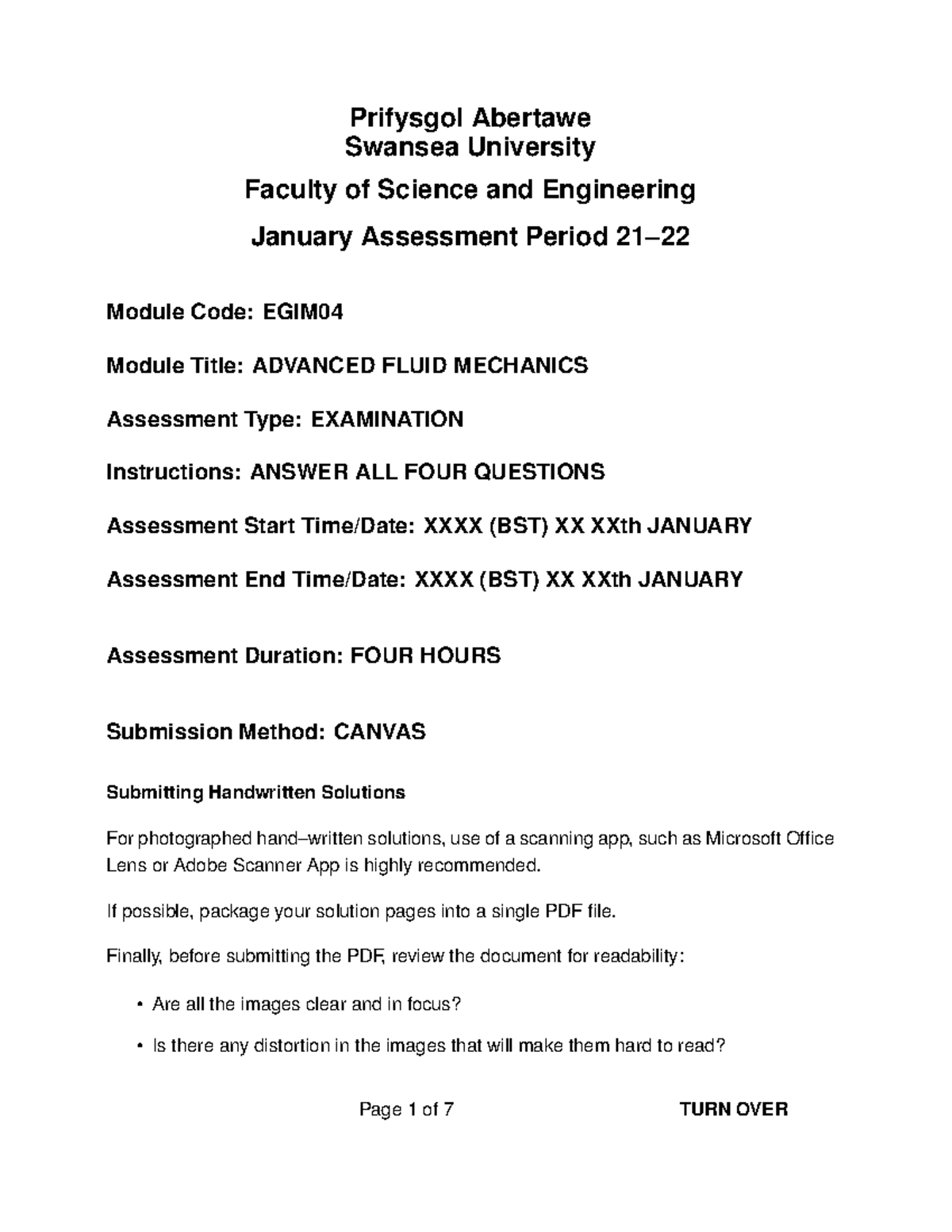 EGIM04 Alternative Assessment 21-22 - Prifysgol Abertawe Swansea ...