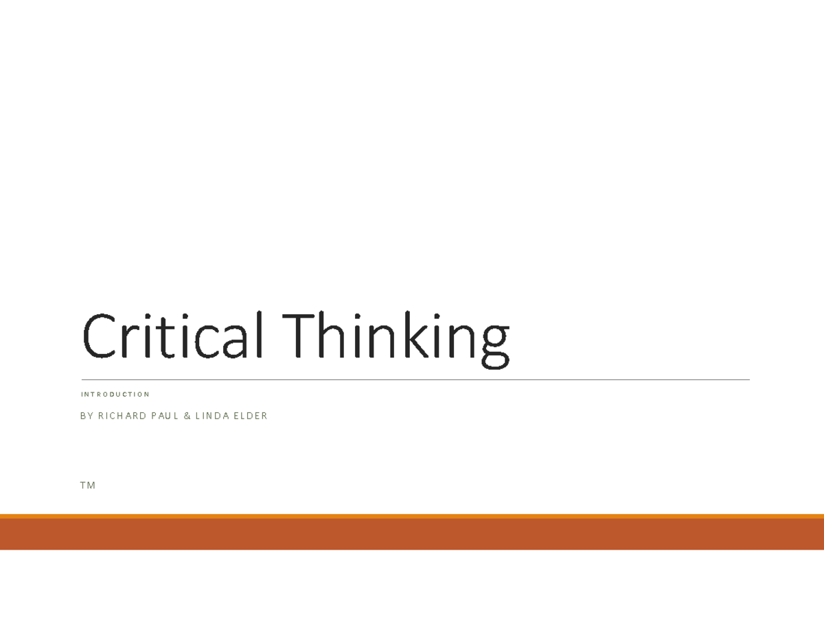 Materi Dosen 1 - Critical Thinking I N T R O D U C T I O N B Y R I C H ...