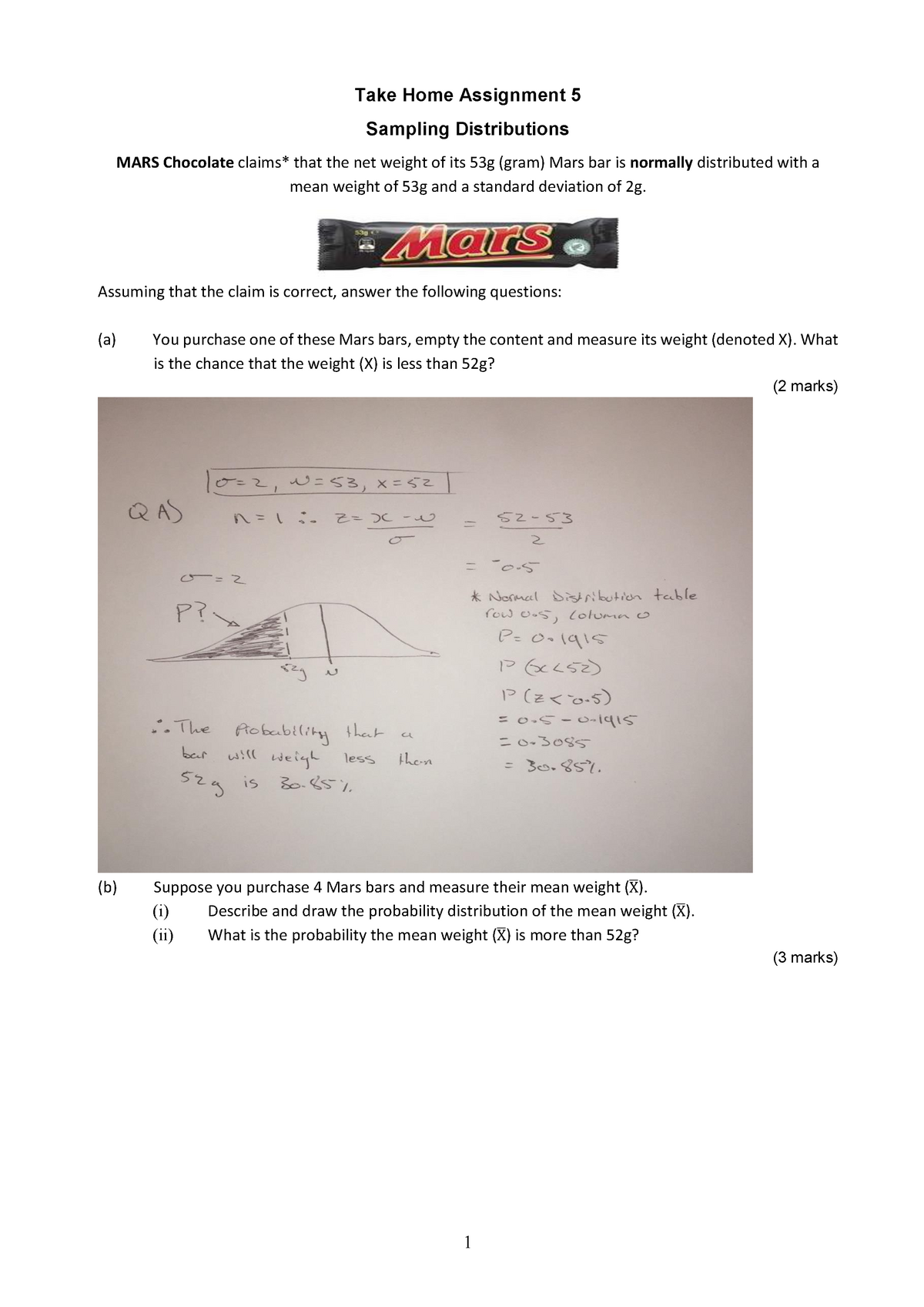 Bsb123 Tha 5 Sampling Distributions Warning Tt Undefined Function 32 1 Take Home Assignment 5862