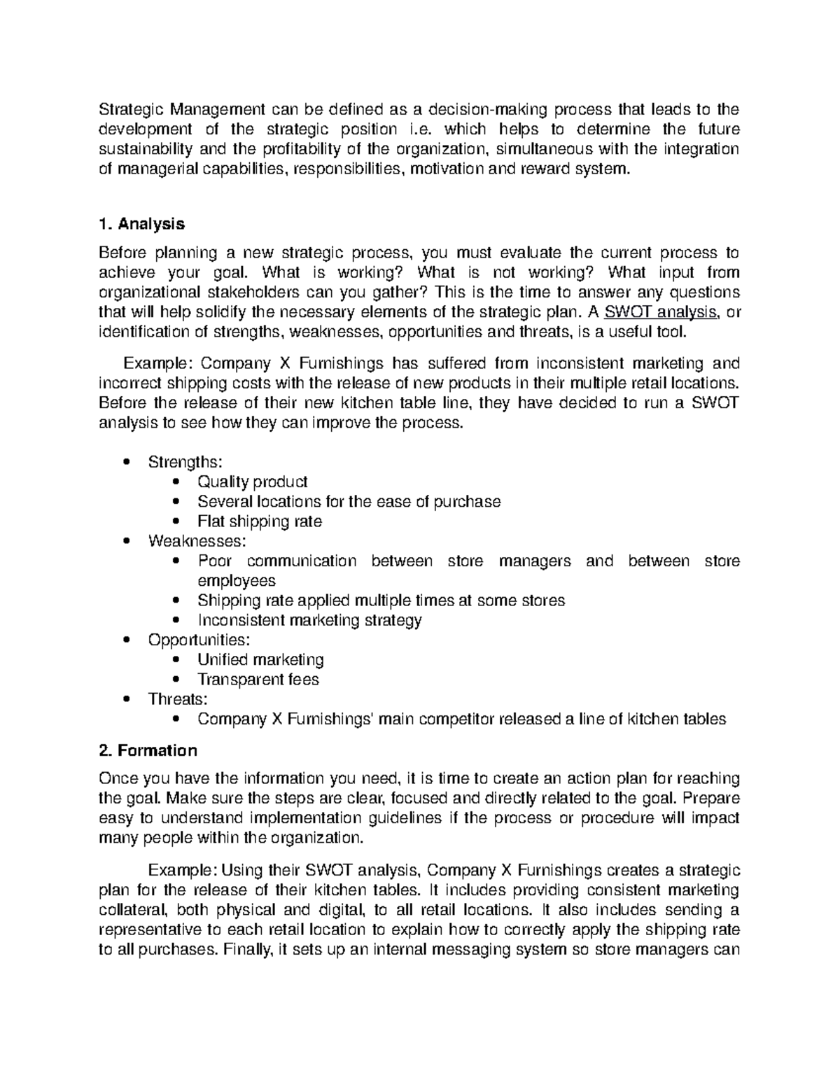 Act #1 - Grade: 3 - Strategic Management can be defined as a decision ...