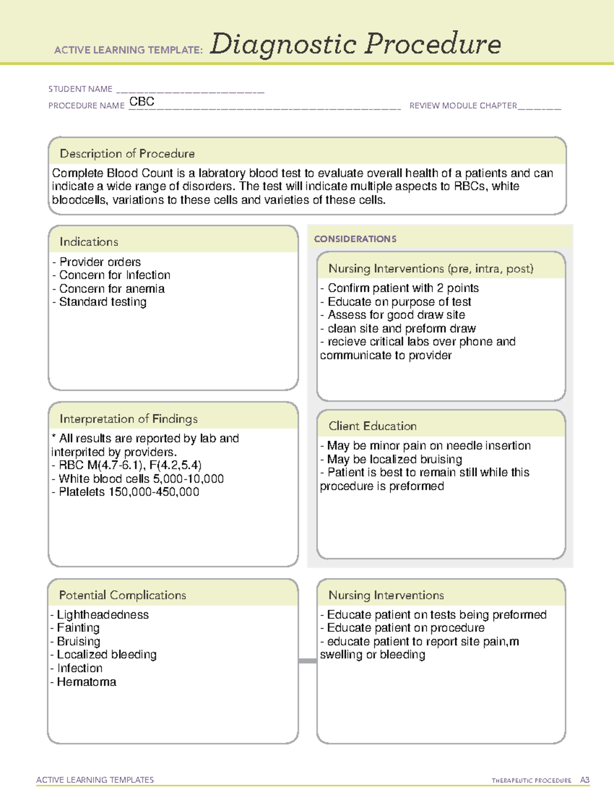 Diagnostic Procedure Ati Template 2717