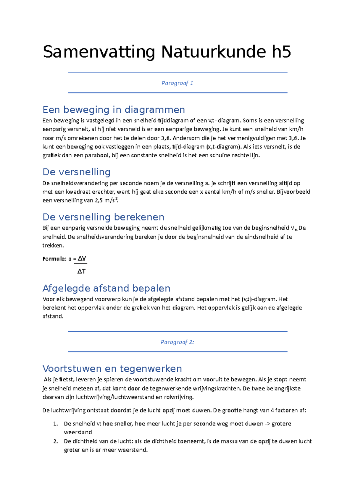 Samenvatting Natuurkunde H5 No2 - Samenvatting Natuurkunde H Paragraaf ...