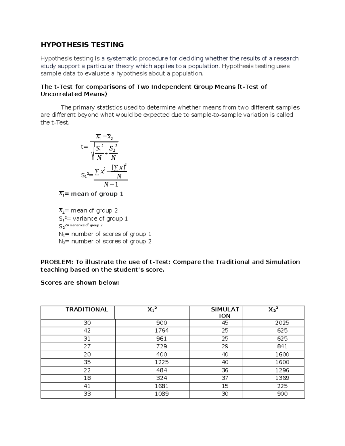 Hypothesis-testing-new - HYPOTHESIS TESTING Hypothesis testing is a ...