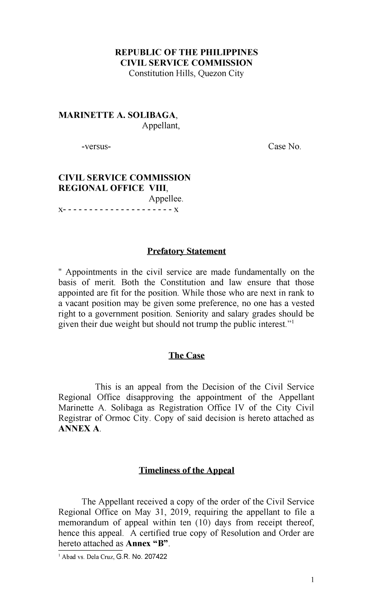 appeal-memorandum-csc-compress-1-republic-of-the-philippines-civil