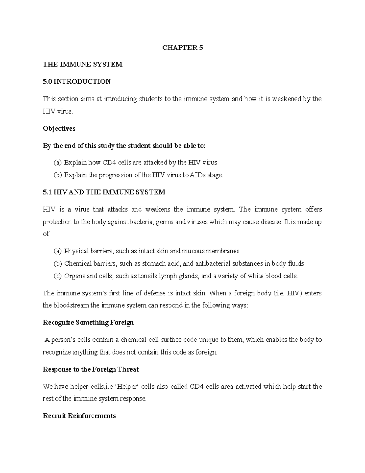 Chapter 5 - cool - CHAPTER 5 THE IMMUNE SYSTEM 5 INTRODUCTION This ...