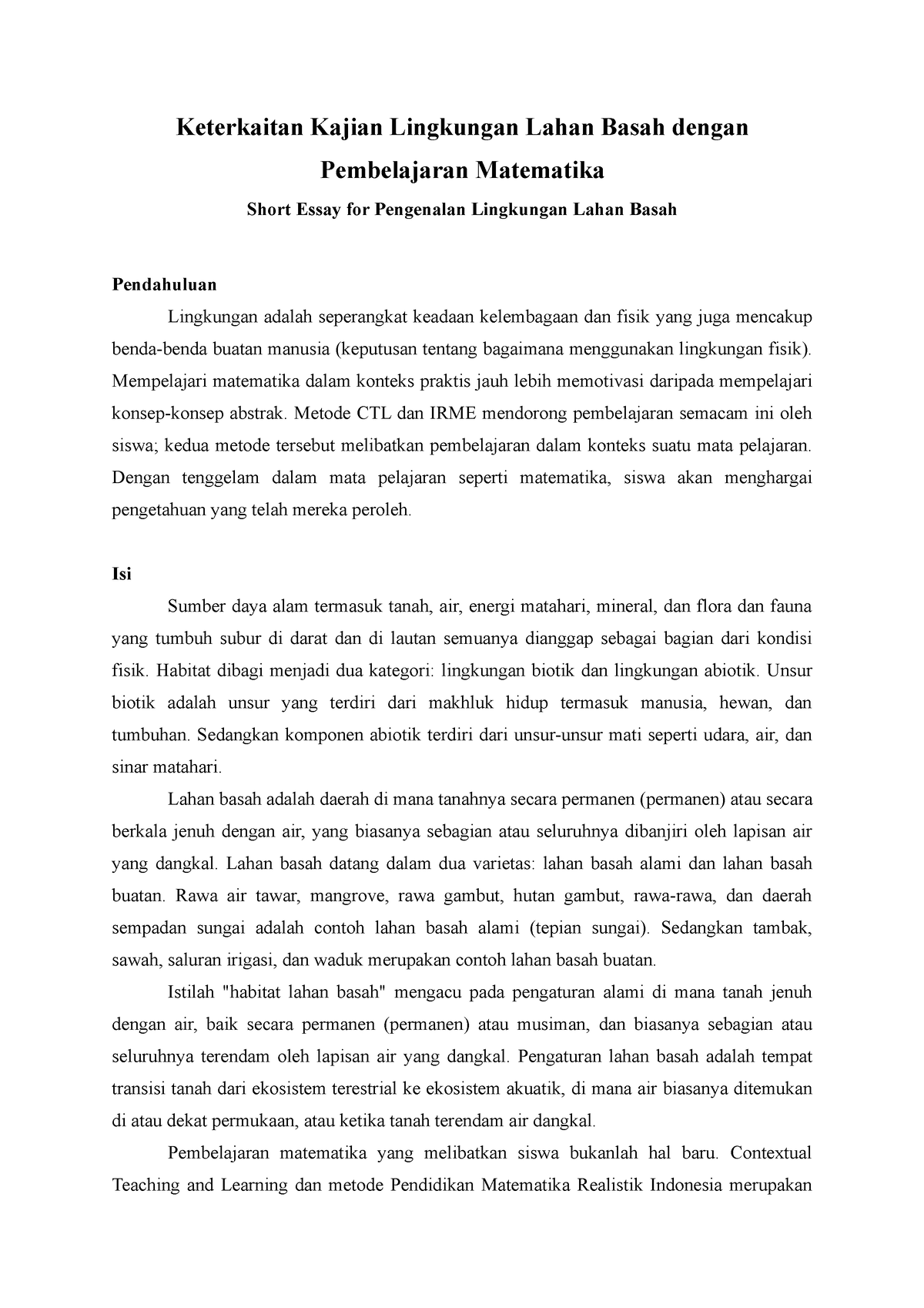 contoh essay lingkungan pdf