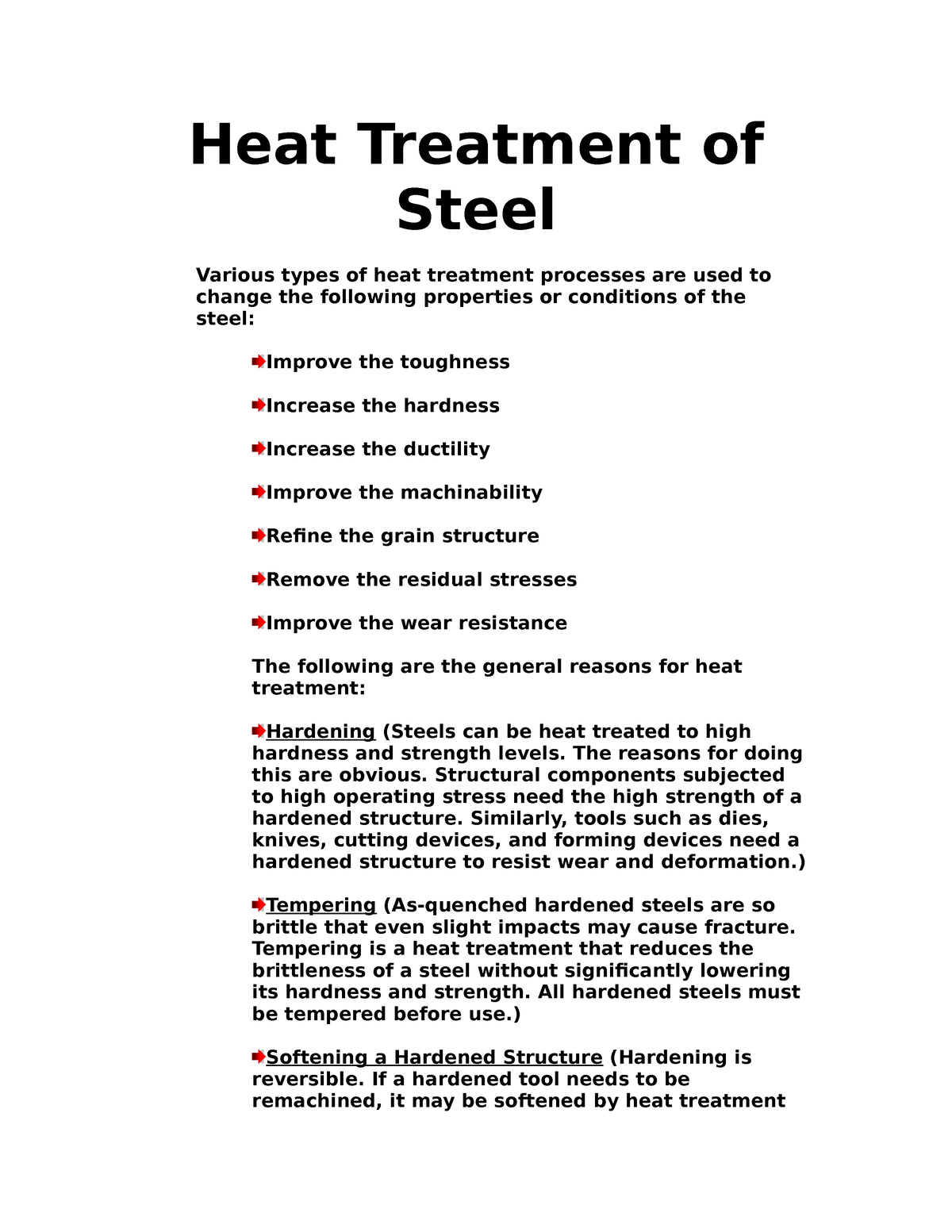 Heat Treatment Of Steel - Heat Treatment Of Steel Various Types Of Heat ...