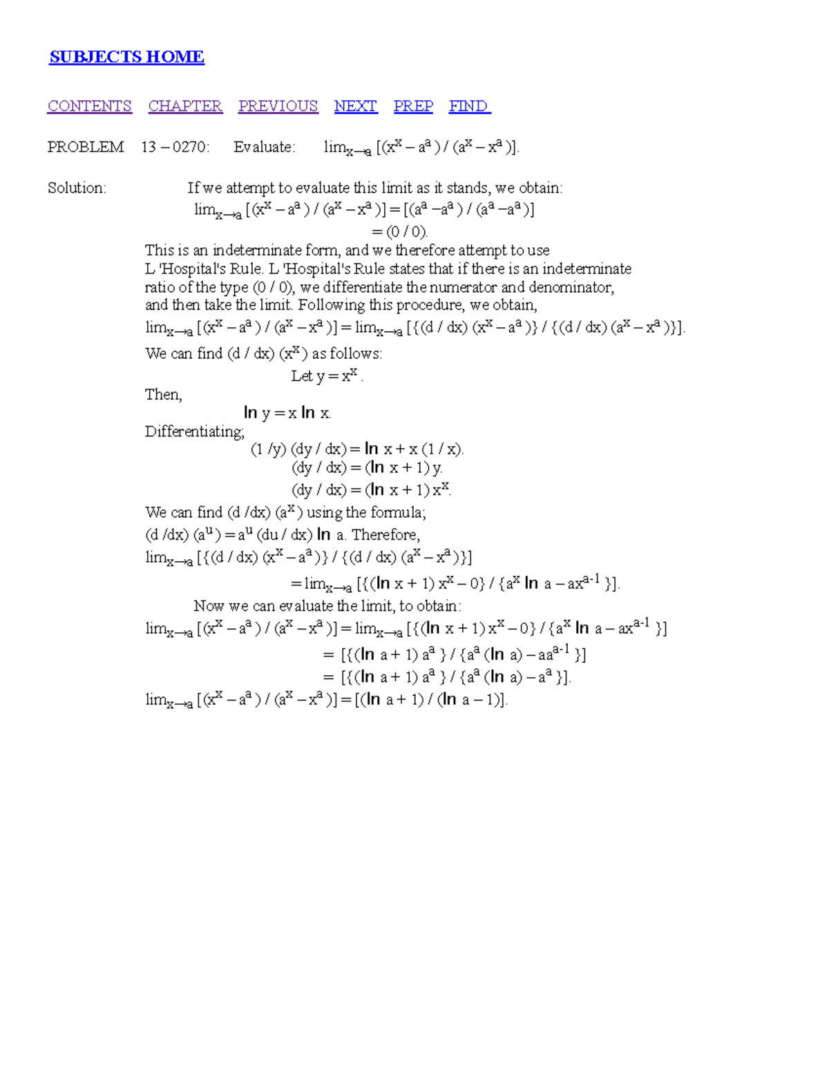 Calculus Problems and Solutions 270-1 - SUBJECTS HOME CONTENTS CHAPTER ...