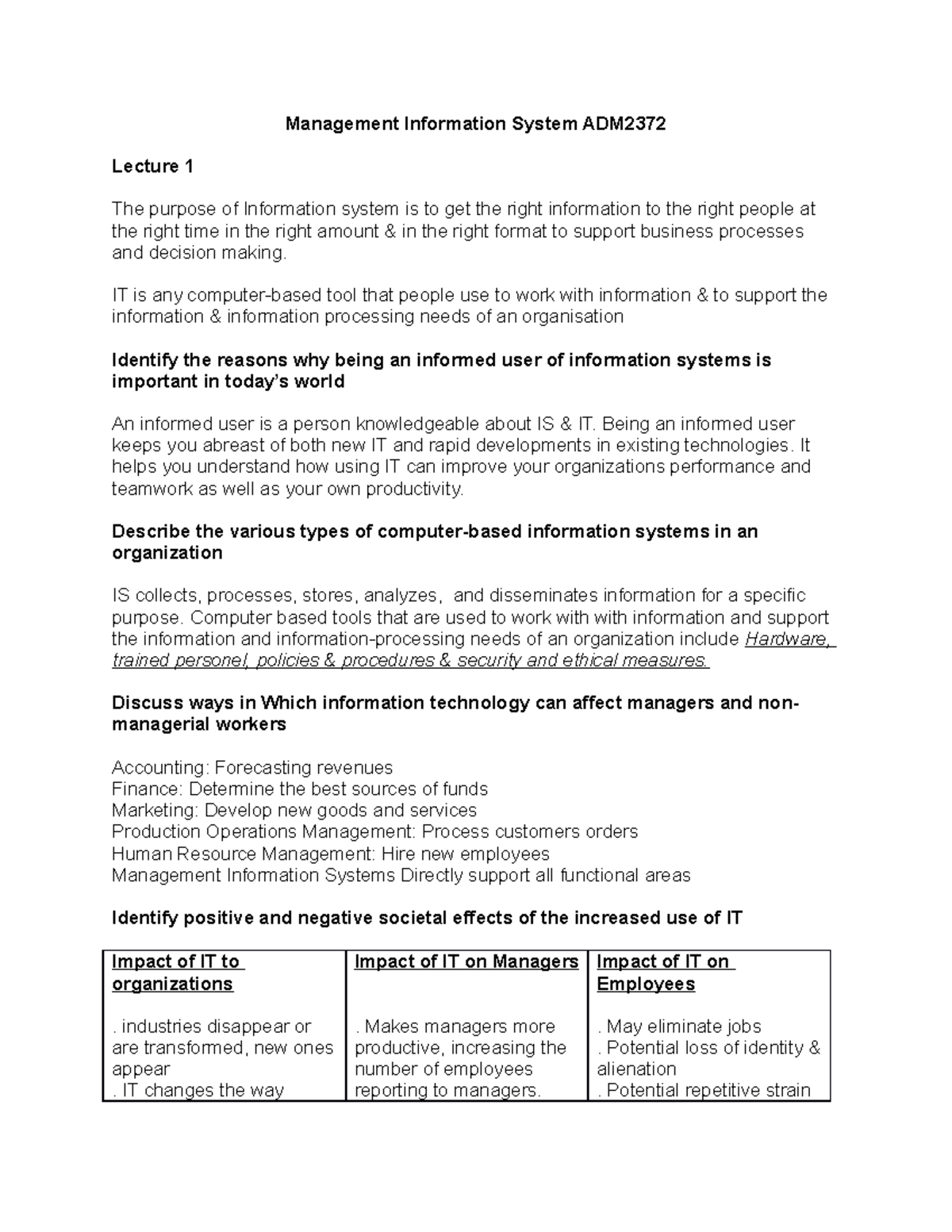 Management Information System ADM2372 - Management Information System ...