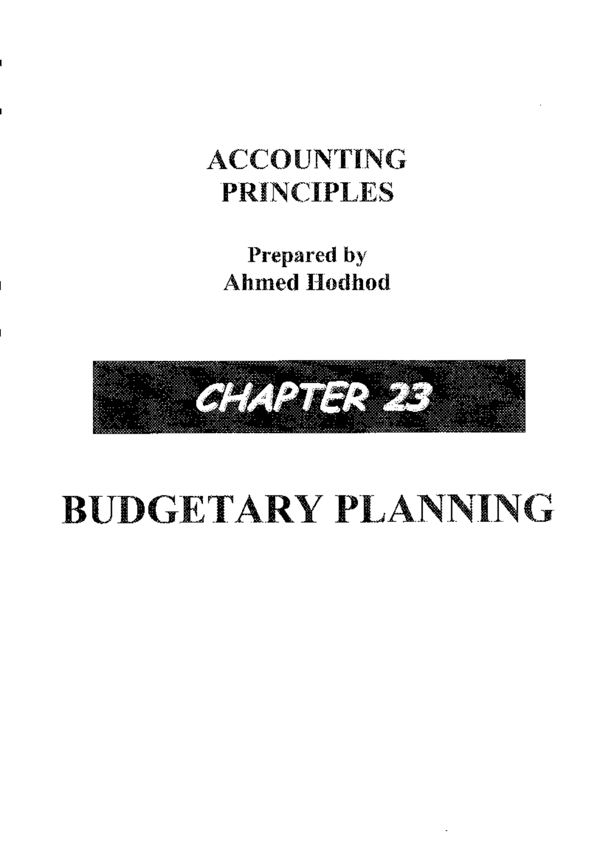 Ch.23 Budgetry Planning - Accounting Principles - Studocu