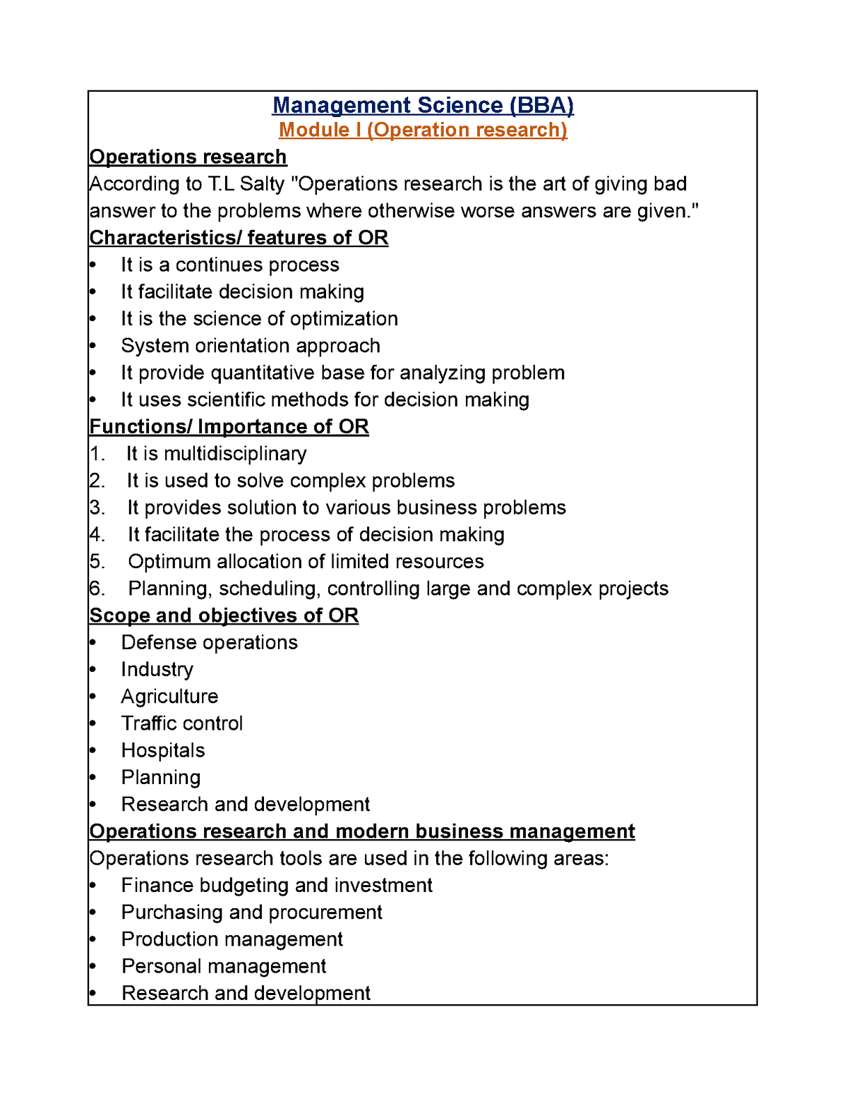 Management Science BBA 6 Th Sem Theory Note - Management Science (BBA ...