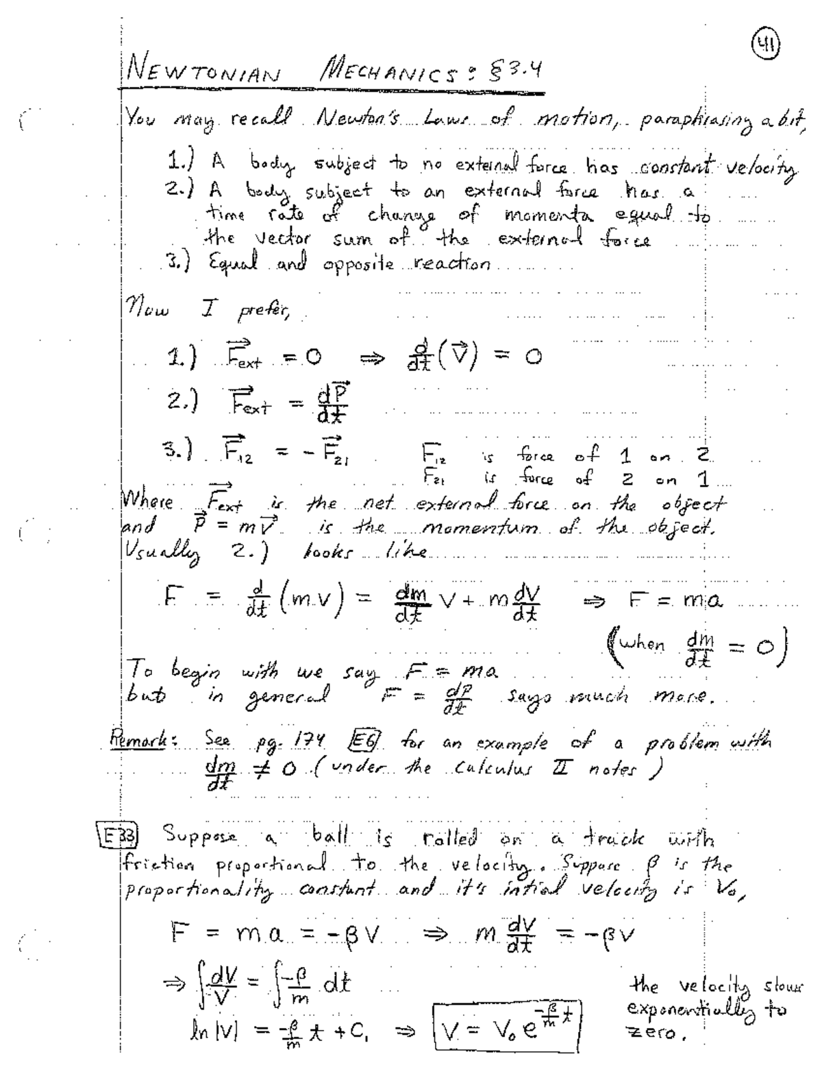 Lecture notes, lecture Newtonian Mechanics - Maths334 - 41-66 - EVw Ma ...