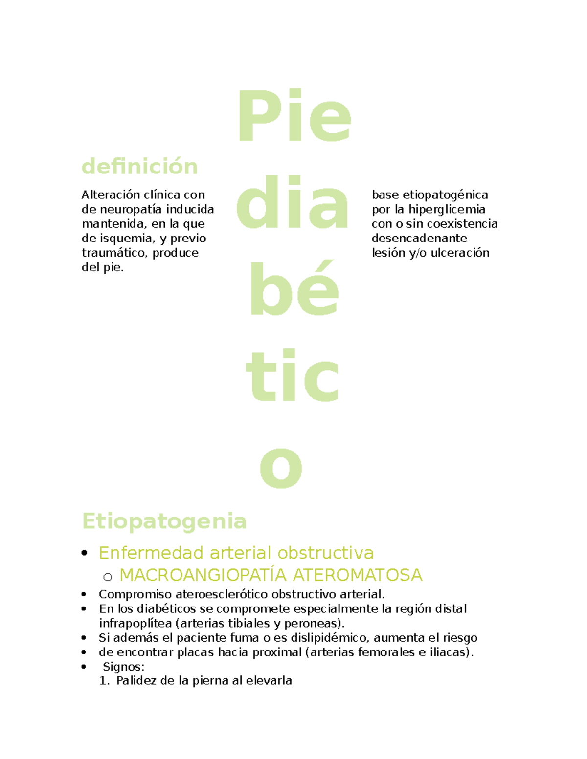 Pie diabetico cirugia definición Alteración clínica con base