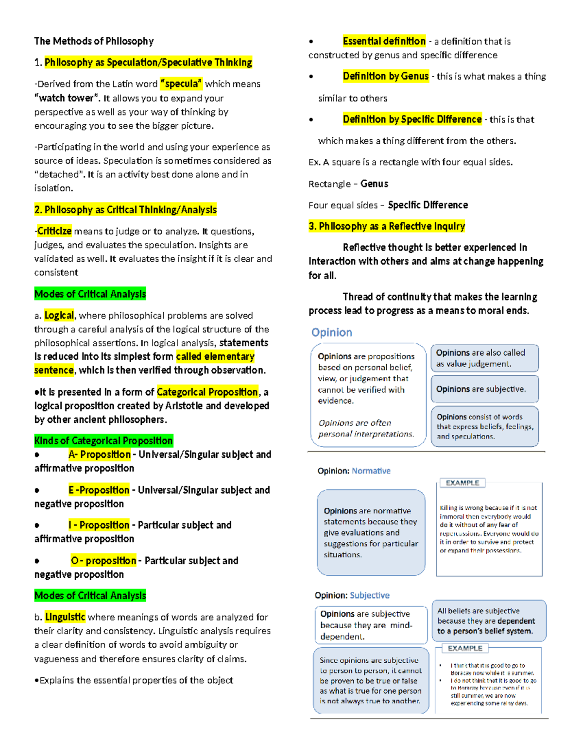 Philosophy Quarterly The Methods of Philosophy 1. Philosophy as