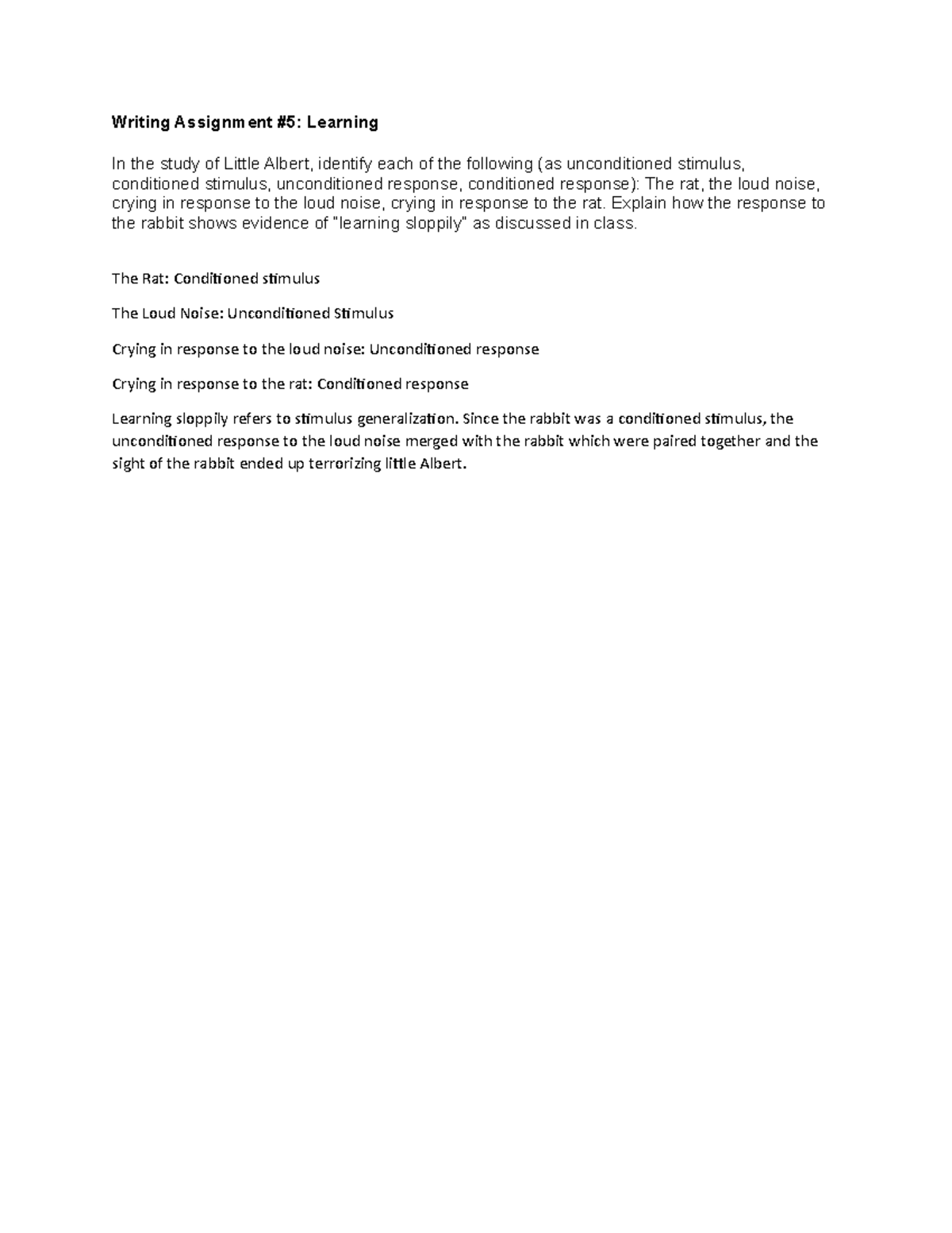 Assignment 5 - Homework - Writing Assignment #5: Learning In the study ...
