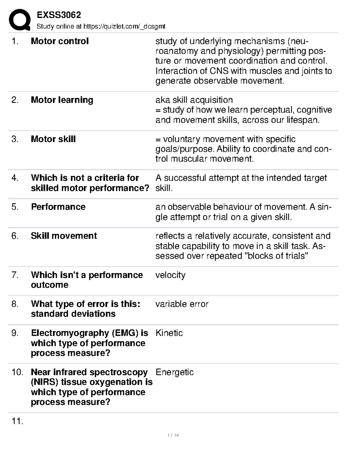 Motor control glossary 1 - Study online at quizlet/_dcsgmt Motor ...