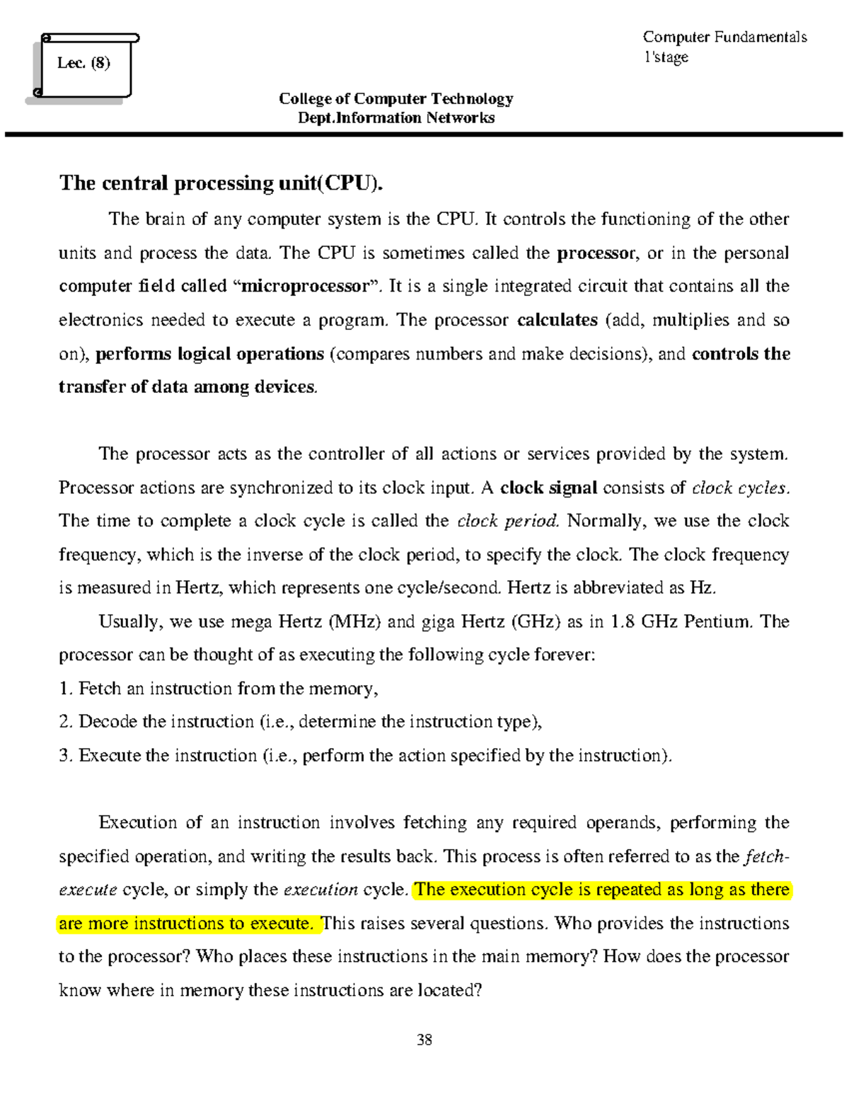 CPU Function - The central processing unit(CPU). The brain of any ...