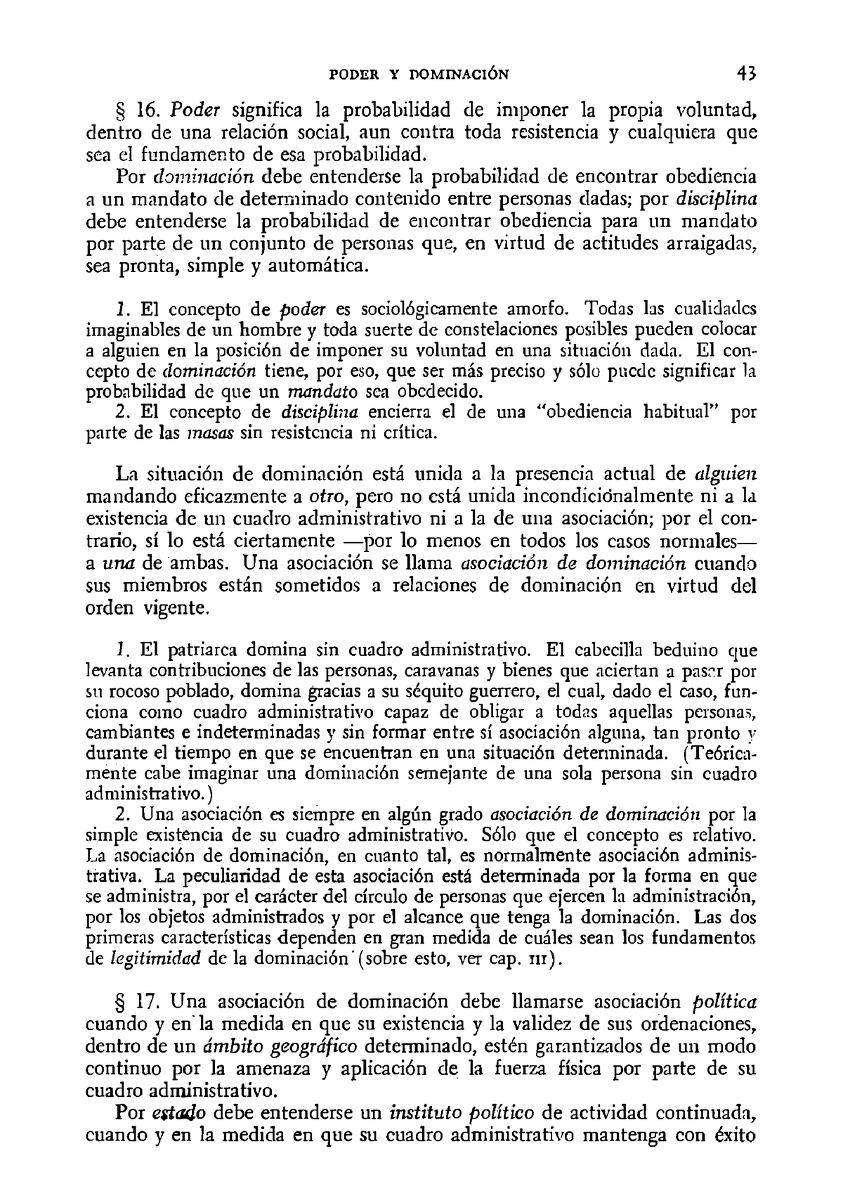 Max Weber - Economia Y Sociedad - PODER Y DOMINACIÓN 43 § 16. Poder ...