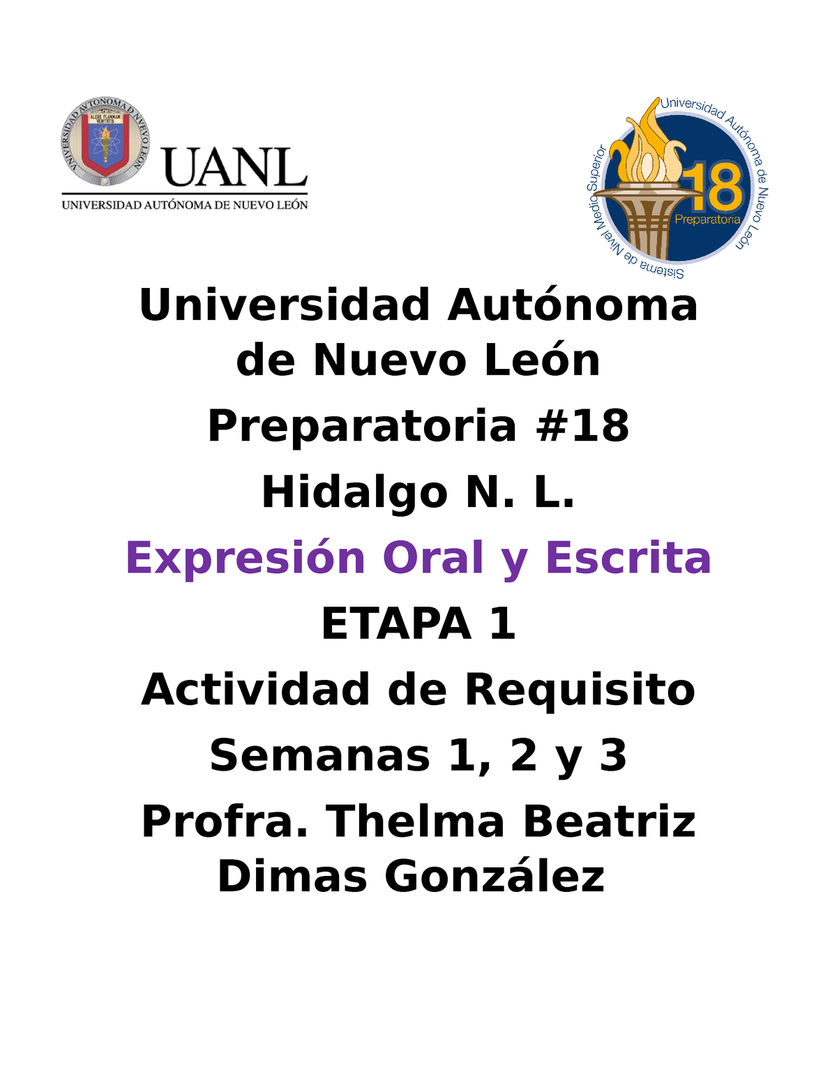 Actividad De Requisito Expresion Oral Y Escrita Universidad Autónoma