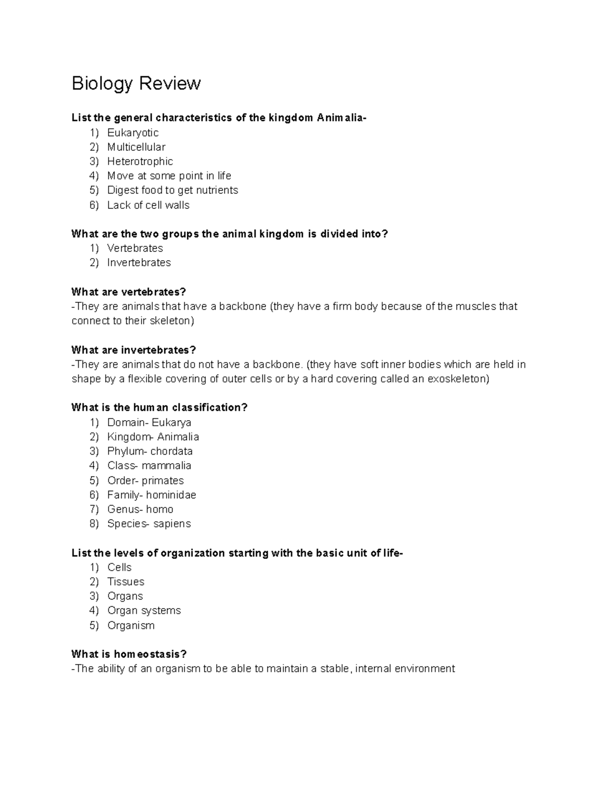 Biology Review unit 2 - Google Docs - Studocu