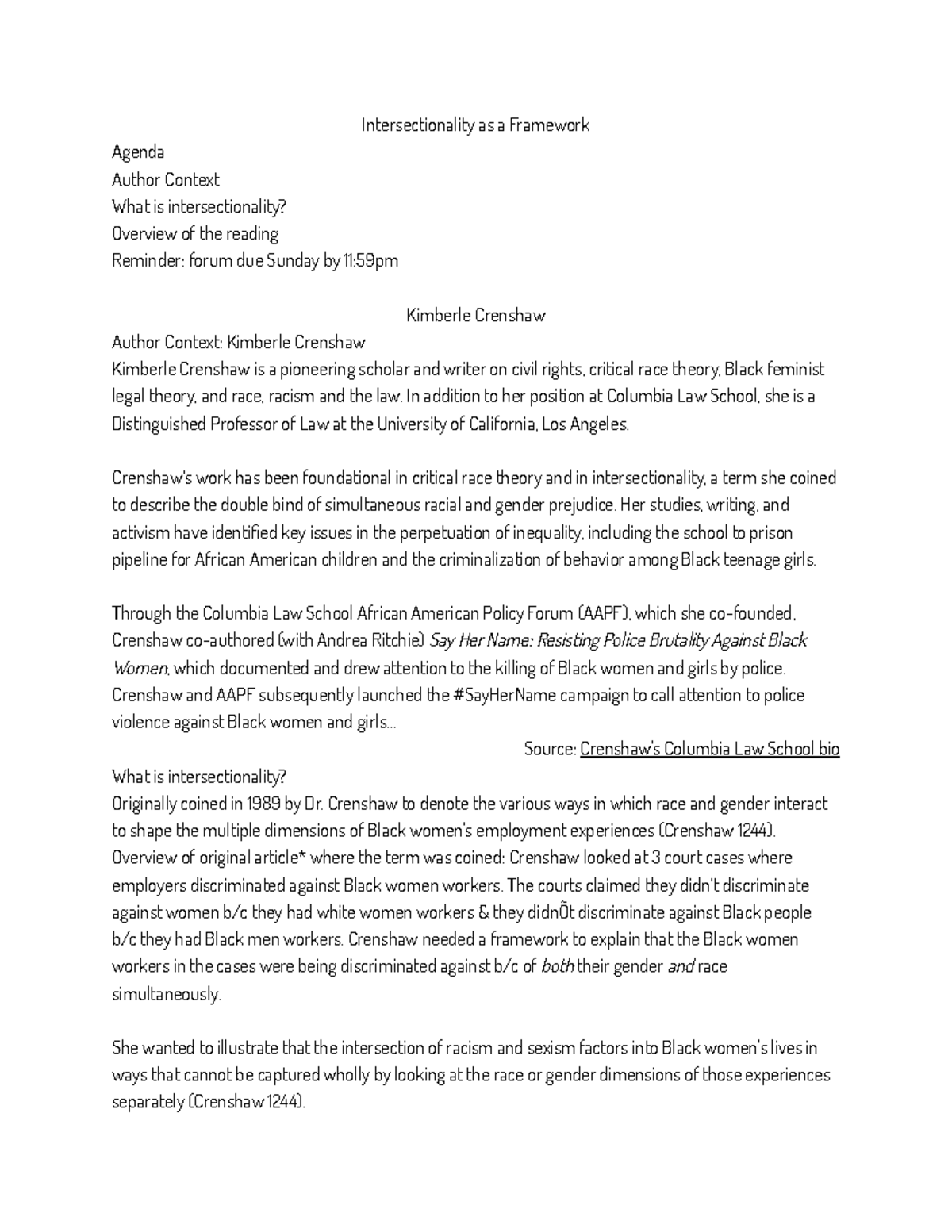 Intersectionality As A Framework Intersectionality As A Framework