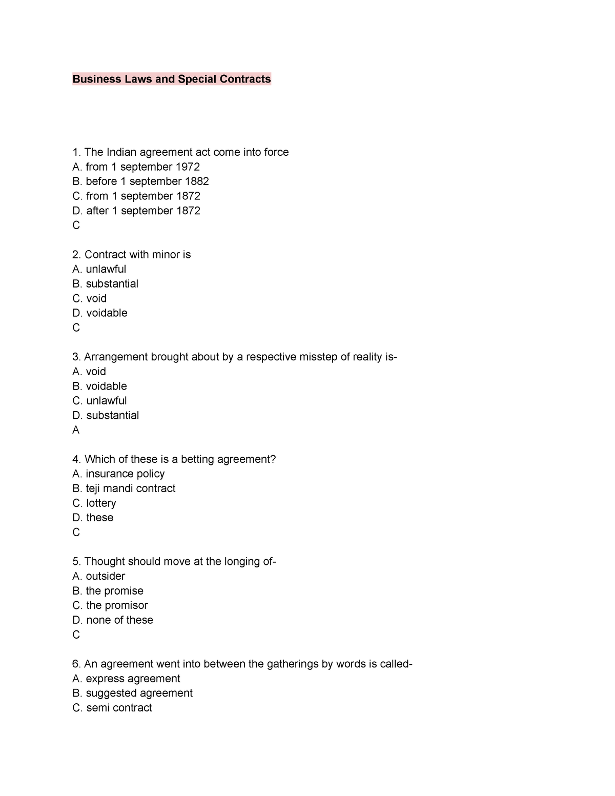 Unit 10 Business Laws And Special Contracts - Business Laws And Special ...