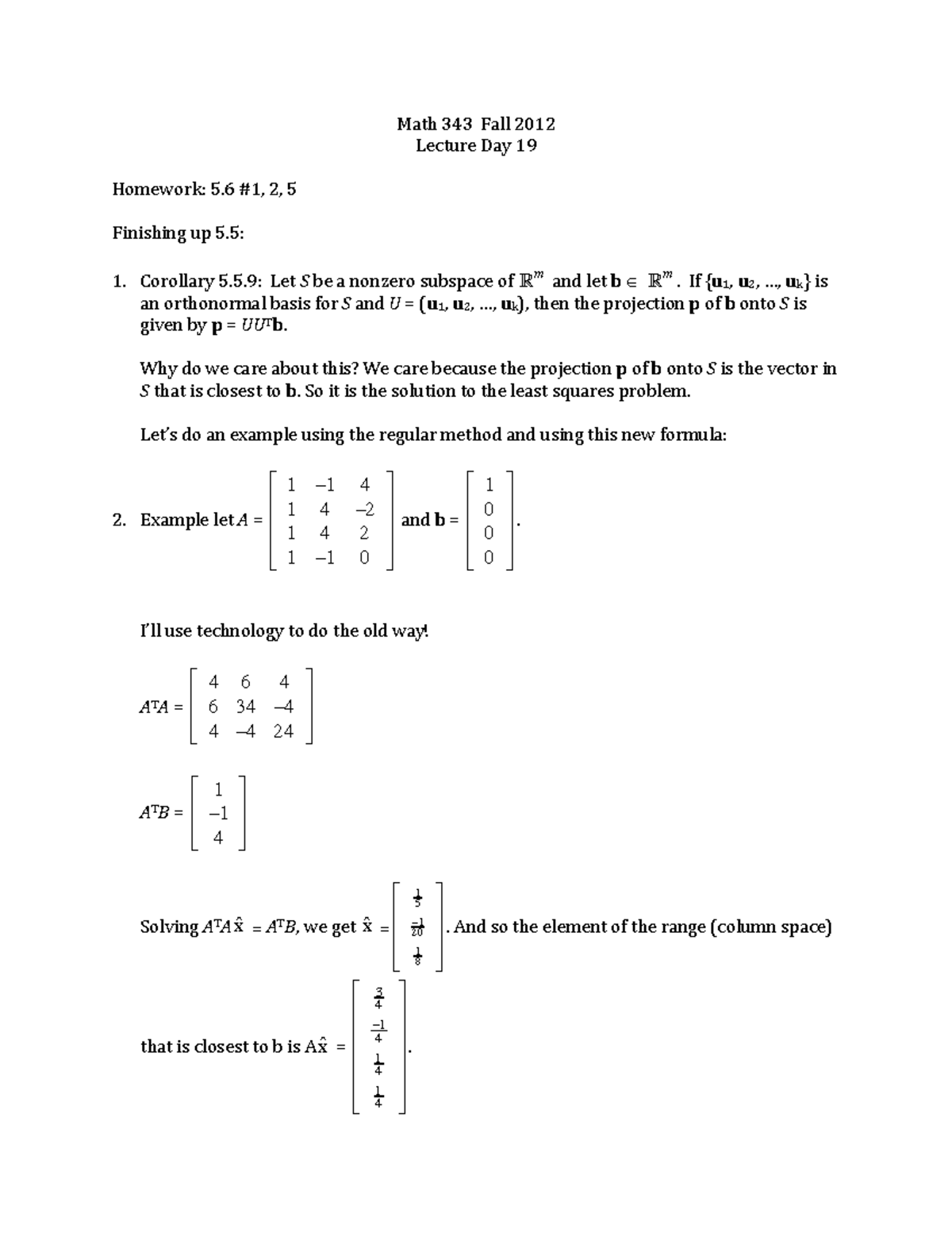 Math 343 F12 Day 19 - Homework - Math 343 Fall 2012 Lecture Day 19 ...