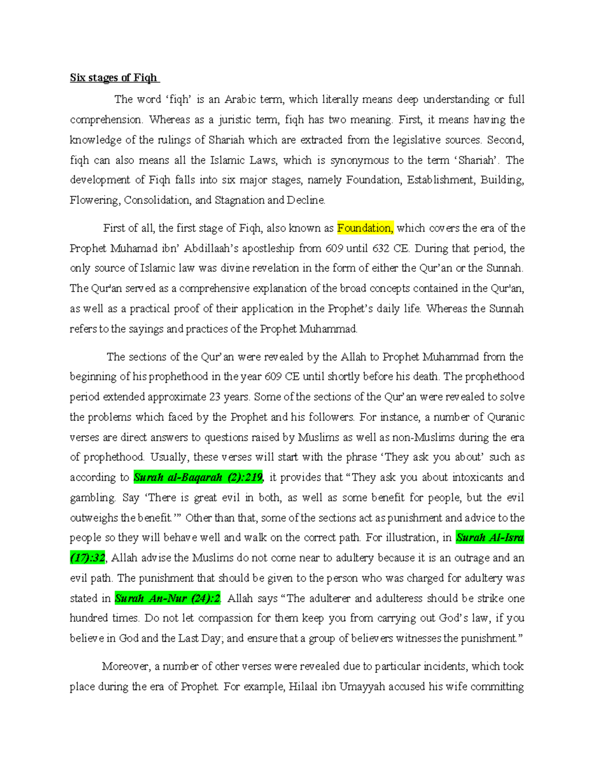 PSL chap2 Fiqh - introduction to syariah law chapter 2 six stages of ...