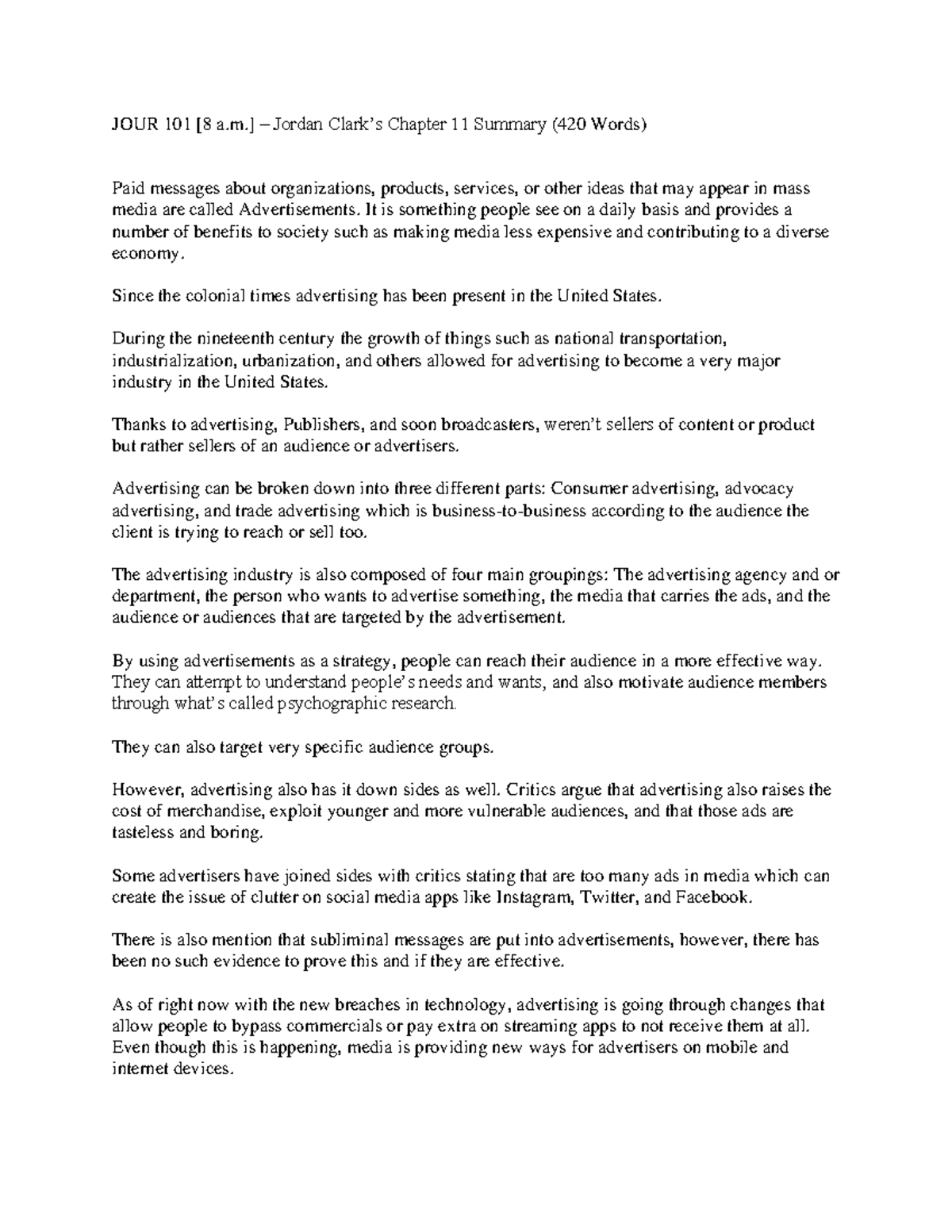 Ch. 11 summary - JOUR 101 [8 a.] – Jordan Clark’s Chapter 11 Summary ...