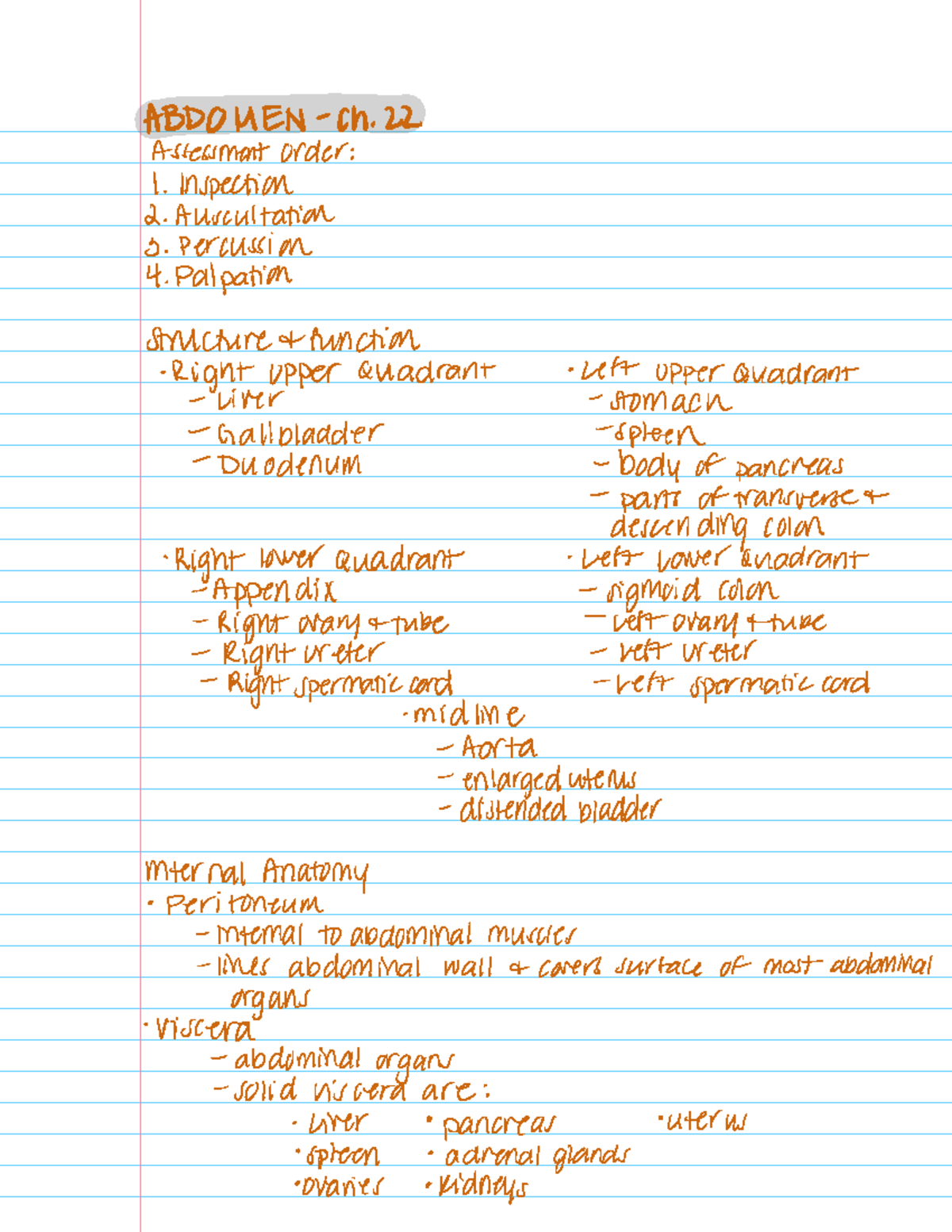 HA NJCU Exam3 Health Assessment at NJCU for ABSN program lecture