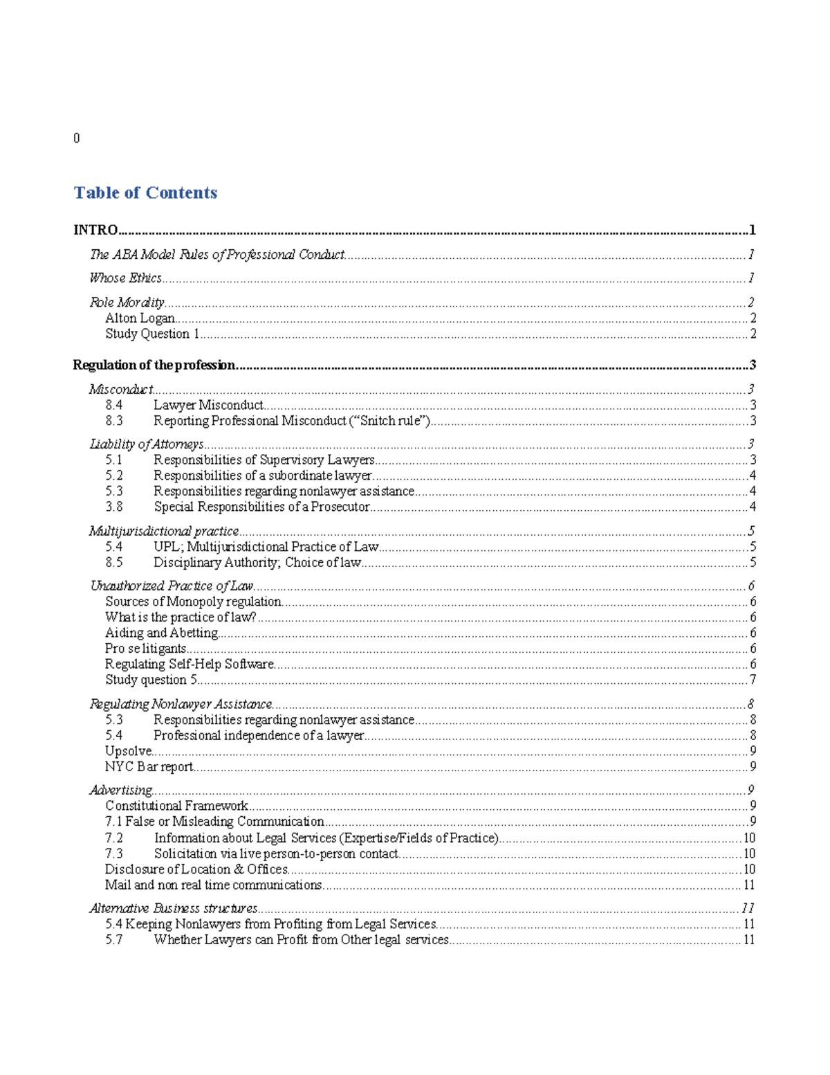 New PPR outline - Table of Contents - Studocu