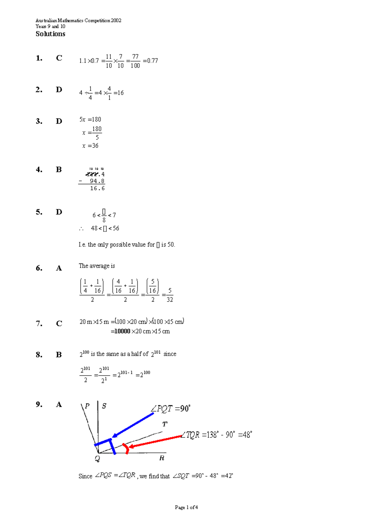 AMC+Years++9+and+10+(Intermediate)+2002 + Solutions - Years 9 and 10 ...