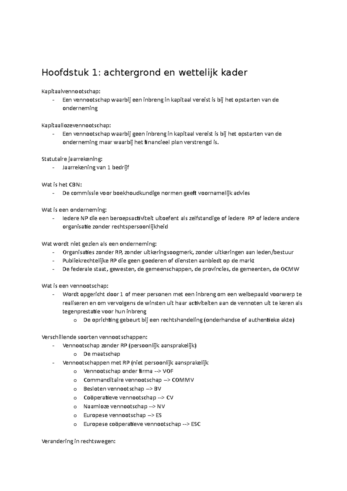 Samenvatting Accounting 2 K1 - Hoofdstuk 1: Achtergrond En Wettelijk ...