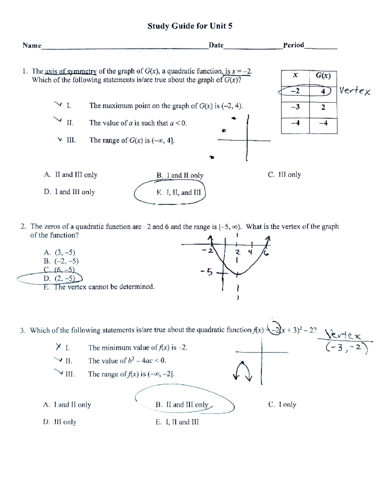 unit data and statistics homework 5 answer key