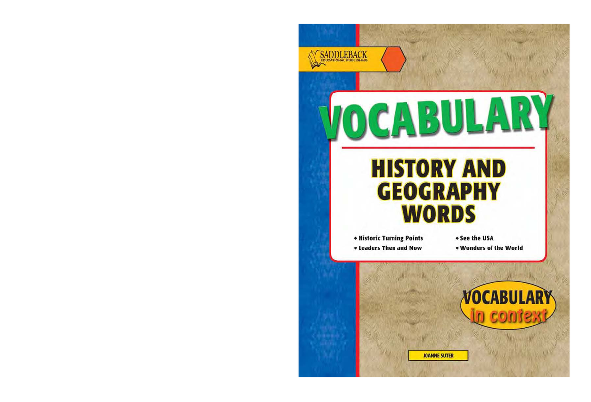 Vocabulary History and Geography Words JOANNE SUTER 1 in context