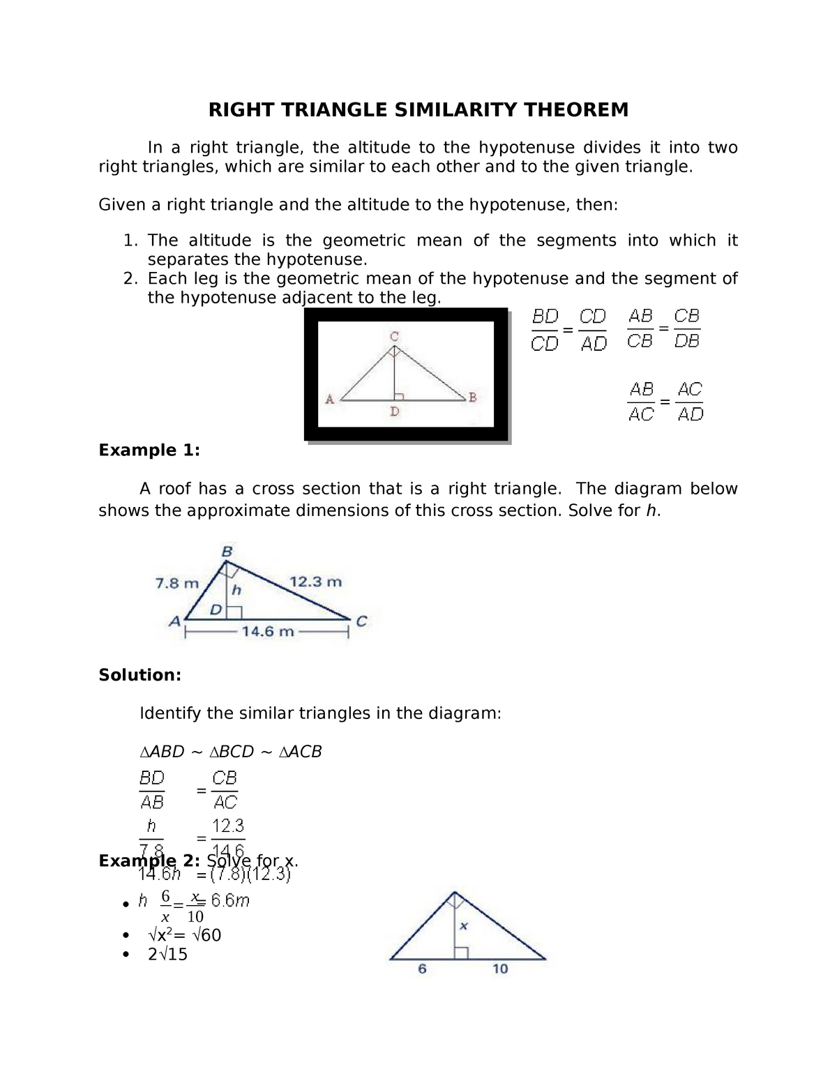 right triangle similarity assignment quizlet edgenuity
