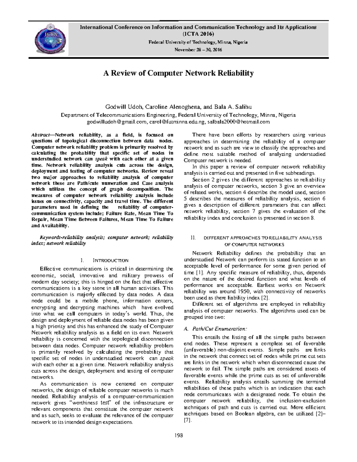 A Review of Computer Network Reliability - International Conference on ... - Reviews Of Computer Networking Experts