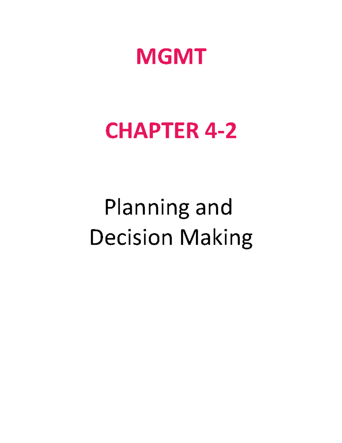 lecture 4C04 Planning and Decision Making Instr PPT MGMT3Ce 2 MGMT