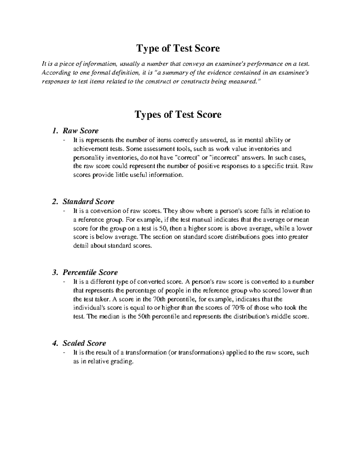 Type of Test Score FKEWUISHF Type of Test Score It is a piece of